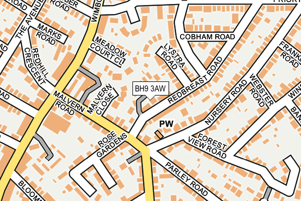 BH9 3AW map - OS OpenMap – Local (Ordnance Survey) BH9 3AW map - OS OpenMap – Local (Ordnance Survey)