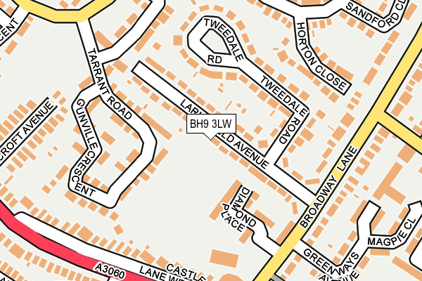 BH9 3LW map - OS OpenMap – Local (Ordnance Survey) BH9 3LW map - OS OpenMap – Local (Ordnance Survey)