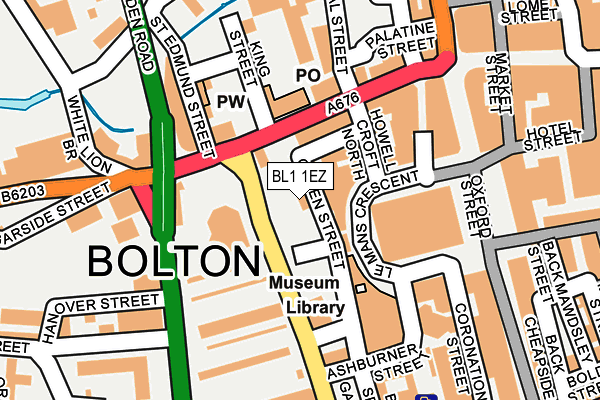 BL1 1EZ map - OS OpenMap – Local (Ordnance Survey) BL1 1EZ map - OS OpenMap – Local (Ordnance Survey)