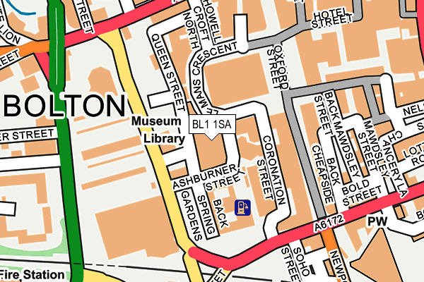 BL1 1SA map - OS OpenMap – Local (Ordnance Survey) BL1 1SA map - OS OpenMap – Local (Ordnance Survey)