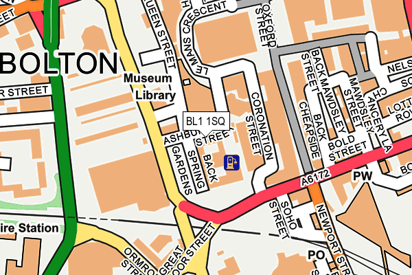 BL1 1SQ map - OS OpenMap – Local (Ordnance Survey) BL1 1SQ map - OS OpenMap – Local (Ordnance Survey)