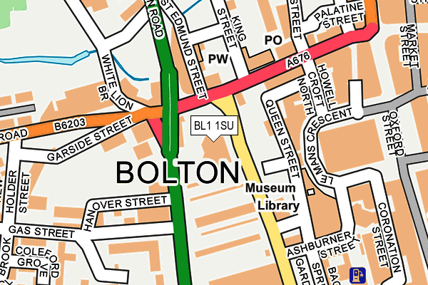 BL1 1SU map - OS OpenMap – Local (Ordnance Survey) BL1 1SU map - OS OpenMap – Local (Ordnance Survey)