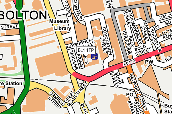 BL1 1TP map - OS OpenMap – Local (Ordnance Survey) BL1 1TP map - OS OpenMap – Local (Ordnance Survey)