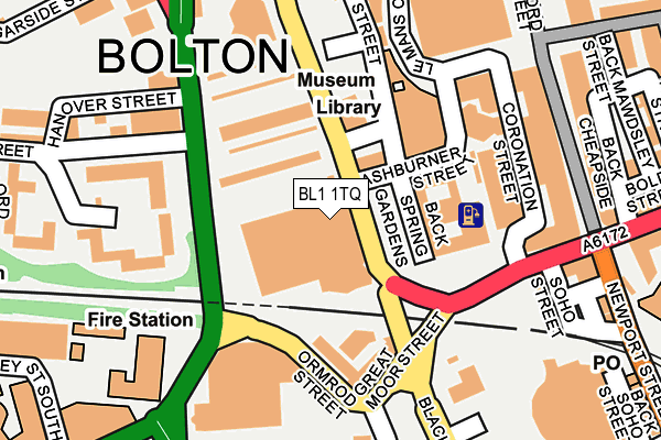 BL1 1TQ map - OS OpenMap – Local (Ordnance Survey)