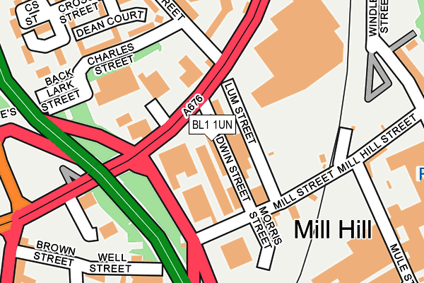 BL1 1UN map - OS OpenMap – Local (Ordnance Survey) BL1 1UN map - OS OpenMap – Local (Ordnance Survey)