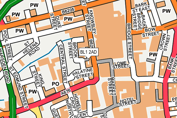 BL1 2AD map - OS OpenMap – Local (Ordnance Survey) BL1 2AD map - OS OpenMap – Local (Ordnance Survey)