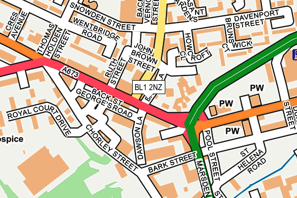 BL1 2NZ map - OS OpenMap – Local (Ordnance Survey) BL1 2NZ map - OS OpenMap – Local (Ordnance Survey)