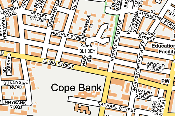 BL1 3EY map - OS OpenMap – Local (Ordnance Survey) BL1 3EY map - OS OpenMap – Local (Ordnance Survey)