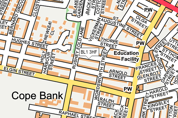 BL1 3HF map - OS OpenMap – Local (Ordnance Survey) BL1 3HF map - OS OpenMap – Local (Ordnance Survey)