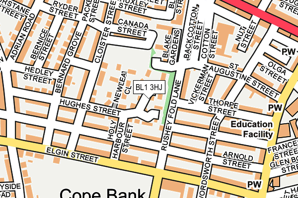 BL1 3HJ map - OS OpenMap – Local (Ordnance Survey) BL1 3HJ map - OS OpenMap – Local (Ordnance Survey)