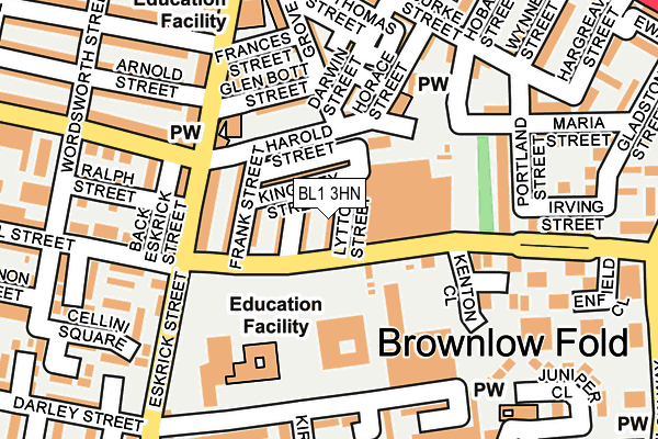 BL1 3HN map - OS OpenMap – Local (Ordnance Survey) BL1 3HN map - OS OpenMap – Local (Ordnance Survey)