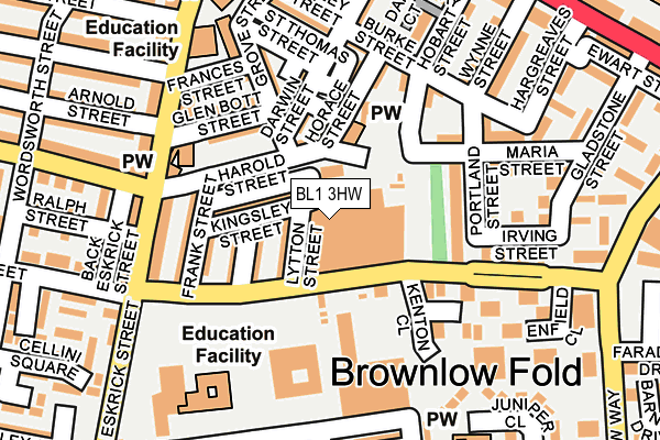 BL1 3HW map - OS OpenMap – Local (Ordnance Survey) BL1 3HW map - OS OpenMap – Local (Ordnance Survey)