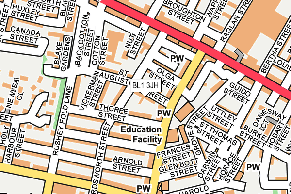 BL1 3JH map - OS OpenMap – Local (Ordnance Survey) BL1 3JH map - OS OpenMap – Local (Ordnance Survey)