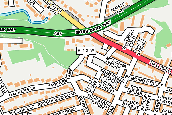 BL1 3LW map - OS OpenMap – Local (Ordnance Survey) BL1 3LW map - OS OpenMap – Local (Ordnance Survey)