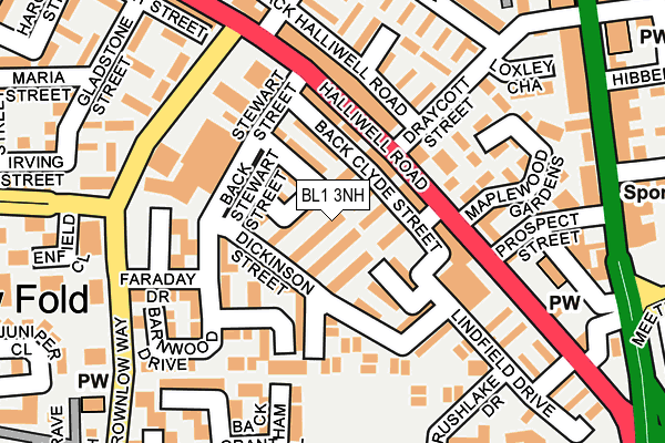 BL1 3NH map - OS OpenMap – Local (Ordnance Survey) BL1 3NH map - OS OpenMap – Local (Ordnance Survey)