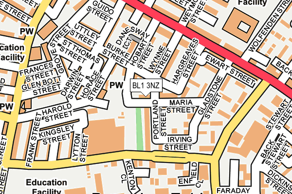 BL1 3NZ map - OS OpenMap – Local (Ordnance Survey) BL1 3NZ map - OS OpenMap – Local (Ordnance Survey)