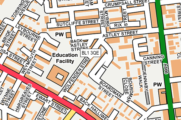 BL1 3QE map - OS OpenMap – Local (Ordnance Survey) BL1 3QE map - OS OpenMap – Local (Ordnance Survey)