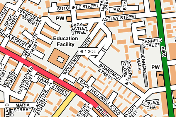 BL1 3QU map - OS OpenMap – Local (Ordnance Survey)