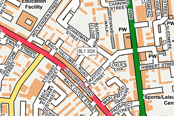 BL1 3QX map - OS OpenMap – Local (Ordnance Survey)