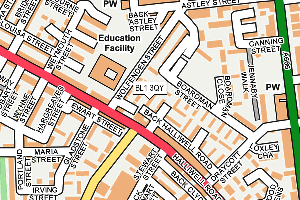 BL1 3QY map - OS OpenMap – Local (Ordnance Survey) BL1 3QY map - OS OpenMap – Local (Ordnance Survey)