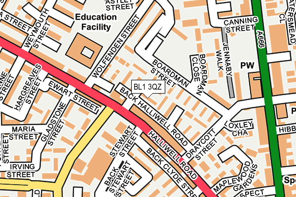 BL1 3QZ map - OS OpenMap – Local (Ordnance Survey) BL1 3QZ map - OS OpenMap – Local (Ordnance Survey)