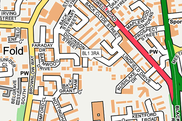 BL1 3RA map - OS OpenMap – Local (Ordnance Survey) BL1 3RA map - OS OpenMap – Local (Ordnance Survey)