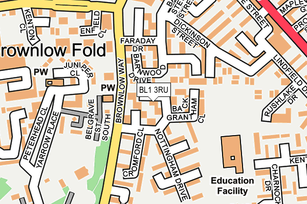 BL1 3RU map - OS OpenMap – Local (Ordnance Survey)