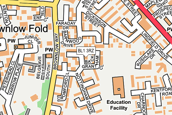 BL1 3RZ map - OS OpenMap – Local (Ordnance Survey) BL1 3RZ map - OS OpenMap – Local (Ordnance Survey)