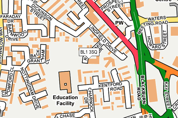 BL1 3SQ map - OS OpenMap – Local (Ordnance Survey) BL1 3SQ map - OS OpenMap – Local (Ordnance Survey)