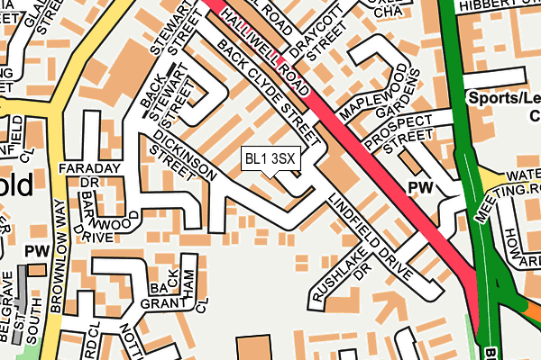 BL1 3SX map - OS OpenMap – Local (Ordnance Survey) BL1 3SX map - OS OpenMap – Local (Ordnance Survey)