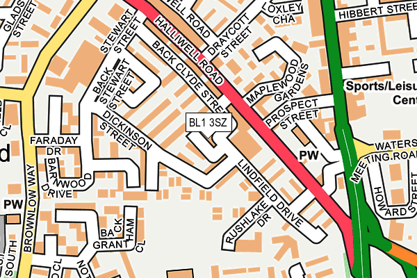 BL1 3SZ map - OS OpenMap – Local (Ordnance Survey) BL1 3SZ map - OS OpenMap – Local (Ordnance Survey)