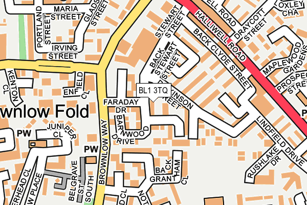 BL1 3TQ map - OS OpenMap – Local (Ordnance Survey) BL1 3TQ map - OS OpenMap – Local (Ordnance Survey)