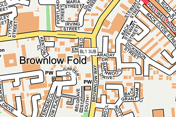 BL1 3UB map - OS OpenMap – Local (Ordnance Survey) BL1 3UB map - OS OpenMap – Local (Ordnance Survey)