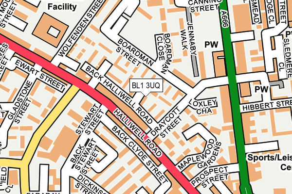 BL1 3UQ map - OS OpenMap – Local (Ordnance Survey) BL1 3UQ map - OS OpenMap – Local (Ordnance Survey)