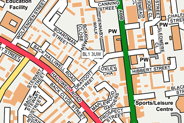 BL1 3UW map - OS OpenMap – Local (Ordnance Survey) BL1 3UW map - OS OpenMap – Local (Ordnance Survey)