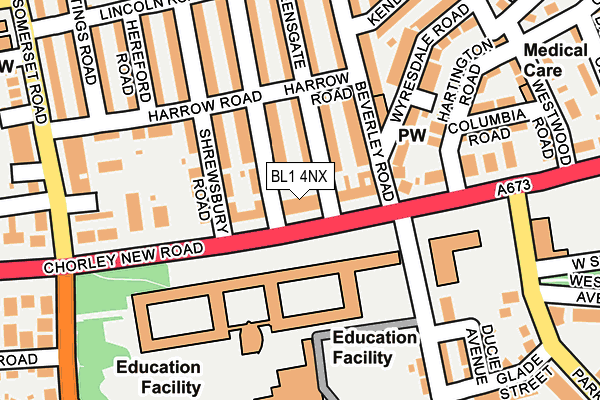 BL1 4NX map - OS OpenMap – Local (Ordnance Survey)