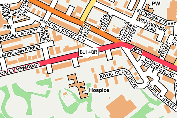 BL1 4QR map - OS OpenMap – Local (Ordnance Survey) BL1 4QR map - OS OpenMap – Local (Ordnance Survey)