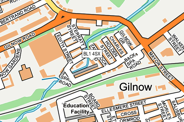 BL1 4SX map - OS OpenMap – Local (Ordnance Survey) BL1 4SX map - OS OpenMap – Local (Ordnance Survey)