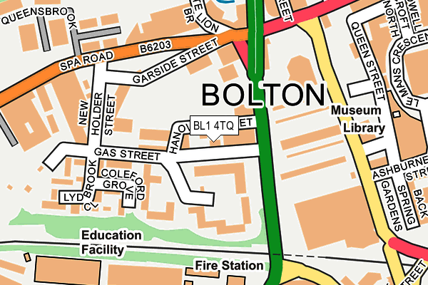BL1 4TQ map - OS OpenMap – Local (Ordnance Survey) BL1 4TQ map - OS OpenMap – Local (Ordnance Survey)