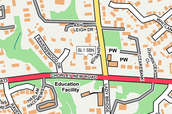 BL1 5BN map - OS OpenMap – Local (Ordnance Survey) BL1 5BN map - OS OpenMap – Local (Ordnance Survey)