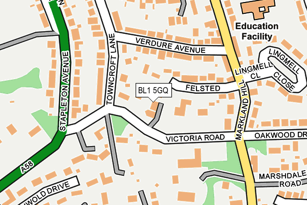 BL1 5GQ map - OS OpenMap – Local (Ordnance Survey) BL1 5GQ map - OS OpenMap – Local (Ordnance Survey)