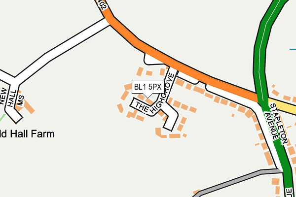 BL1 5PX map - OS OpenMap – Local (Ordnance Survey) BL1 5PX map - OS OpenMap – Local (Ordnance Survey)