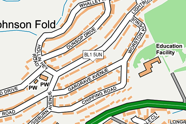 BL1 5UN map - OS OpenMap – Local (Ordnance Survey) BL1 5UN map - OS OpenMap – Local (Ordnance Survey)