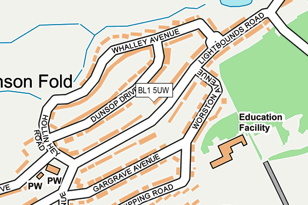 BL1 5UW map - OS OpenMap – Local (Ordnance Survey) BL1 5UW map - OS OpenMap – Local (Ordnance Survey)