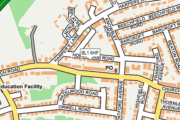 BL1 6HP map - OS OpenMap – Local (Ordnance Survey) BL1 6HP map - OS OpenMap – Local (Ordnance Survey)