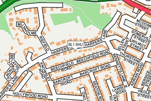BL1 6HU map - OS OpenMap – Local (Ordnance Survey)