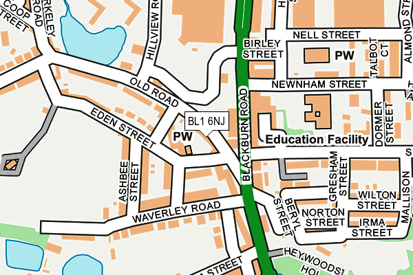 BL1 6NJ map - OS OpenMap – Local (Ordnance Survey) BL1 6NJ map - OS OpenMap – Local (Ordnance Survey)
