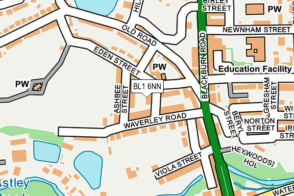 BL1 6NN map - OS OpenMap – Local (Ordnance Survey) BL1 6NN map - OS OpenMap – Local (Ordnance Survey)