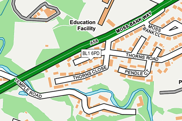 BL1 6PD map - OS OpenMap – Local (Ordnance Survey) BL1 6PD map - OS OpenMap – Local (Ordnance Survey)