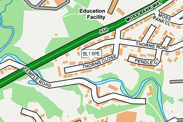 BL1 6PE map - OS OpenMap – Local (Ordnance Survey) BL1 6PE map - OS OpenMap – Local (Ordnance Survey)